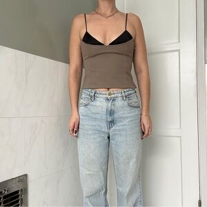 Zara Brown Camisole with Black Accents